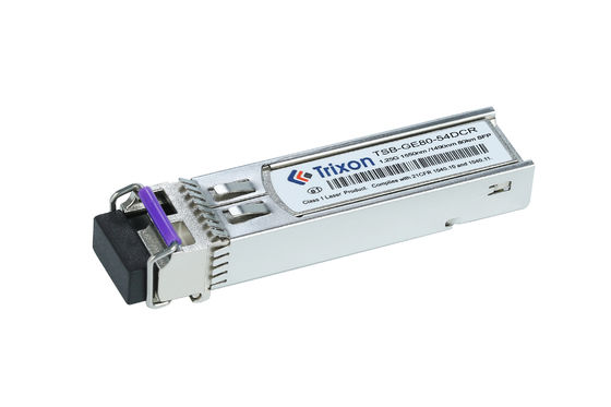 TSB-GE80-54DCR 1.25G BIDI SFP สองทิศกับเครื่องเชื่อม LC ตัวเดียว 80km 1550nm/1490nm -5°C ~ +70°C